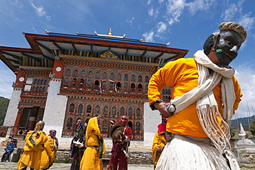 Traditional Buddhist festival in Ura, Bumthang, Bhutan, Asia