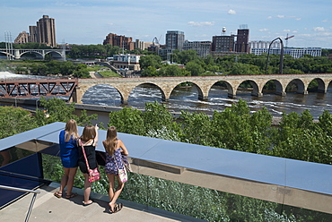 View from the endless bridge, Guthrie bridge, Minneapolis, Minnesota, United States of America, North America