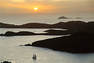 Sunset over inlet to Charlotte, Amalie, St. Thomas, US Virgin Islands, West Indies, Caribbean, Central America