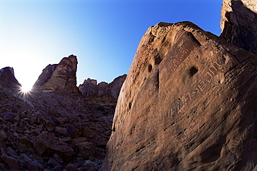 Nabatean inscription, Wadi Rum, Jordan, Middle East