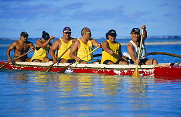 Traditional sea canoe races, Rarotonga, Cook Islands, Polynesia, South Pacific islands, Pacific