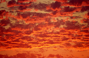 Red and orange clouds at sunset in South Africa, Africa