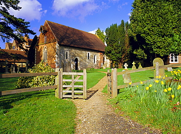 St. Bartholomew's church, built circa 1060, the smallest church in Surrey, Wanborough, Surrey, England, UK, Europe