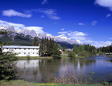 Policeman's Creek from Main Street in downtown Canmore, Bow Valley area, Rocky Mountains, Alberta, Canada, North America