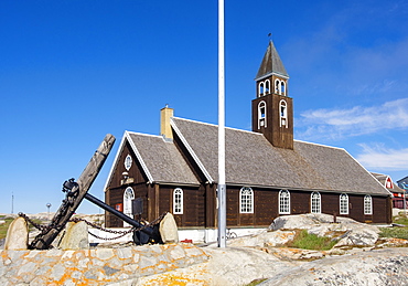 The 18th century Zions Kirke (Zion Churc) in summer 2016, Ilulissat (Jakobshavn), Qaasuitsup, Greenland, Polar Regions