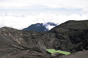 Third crater from the summit of Irazu, highest in Costa Rica at 3432m, last erupted 1994, Parque Nacional Volcan Irazu, Cartago, Costa Rica, Central America