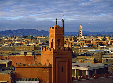 Skyline looking towards Middle Atlas mountain range, Marrakesh (Marrakech), Morocco, North Africa, Africa