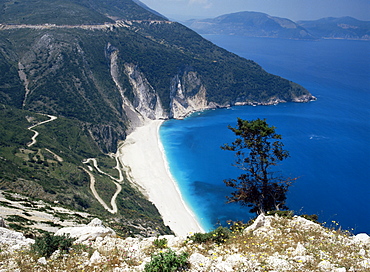 Myrtos bay and beach, Kefalonia, Ionian Islands, Greek Islands, Greece, Europe