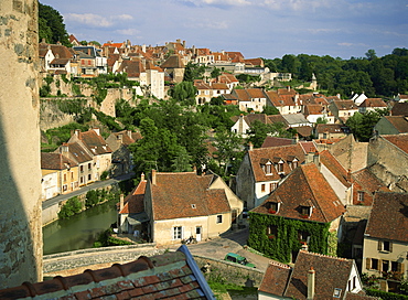 Semur en Auxois from the ramparts, Burgundy, France, Europe