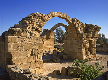 Byzantine castle dating from the 2nd century AD, destroyed in an earthquake, Kato Paphos, Cyprus, Europe