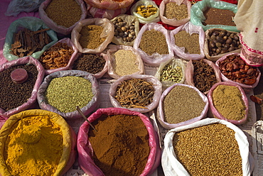 Spices for sale, Margao Market, Goa, India, Asia