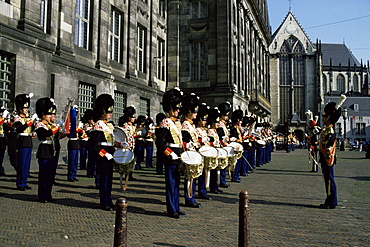 Guards band, Royal Palace, Dam Square, Amsterdam, Holland, Europe