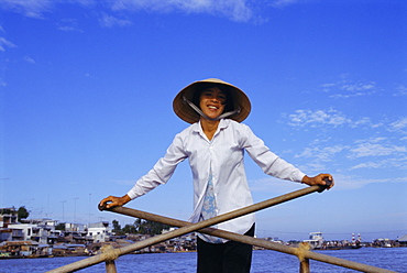 Boat on the Mekong River, Chau Doc, Vietnam, Indochina, Southeast Asia, Asia