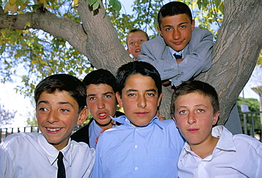 Group of boys, Kaymaku school, Kaymaku, Anatolia, Turkey, Asia Minor, Asia