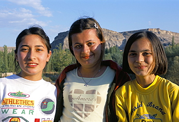 Three girls, Cappadocia, Anatolia, Turkey, Asia Minor, Asia