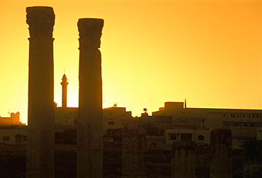 Ruins at sunset, archaeological site, Jerash, Jordan, Middle East