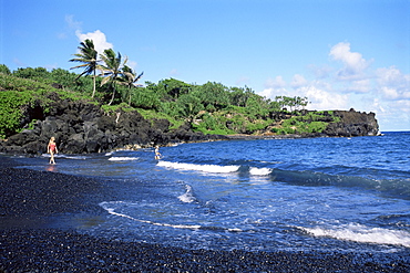 Walanapanapa Black Sand Beach, Hana Coast, Maui, Hawaii, Hawaiian Islands, United States of America, Pacific, North America