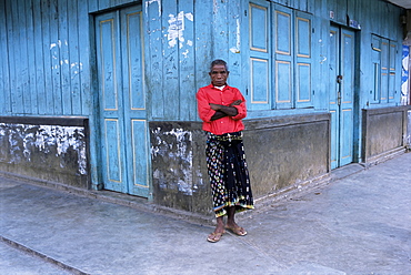 Man in red shirt in Bajawa, Flores, Indonesia, Southeast Asia, Asia