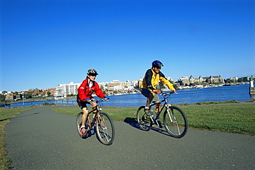 Biking on the Waterfront, Victoria, British Columbia, Canada, North America