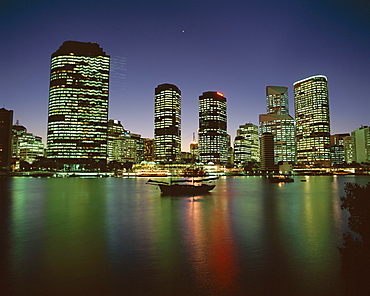 City skyline and Brisbane River at night, Brisbane, Queensland, Australia, Pacific