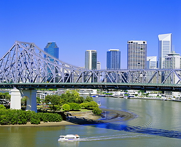 The Storey Bridge and city skyline, Brisbane, Queensland, Australia