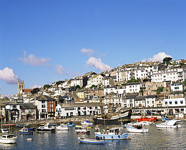 The Golden Hind and other boats in the harbour, Brixham, Devon, England, United Kingdom, Europe