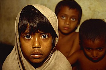 Portrait of children of the Dhaka (Dacca) slums, Bangladesh, Asia