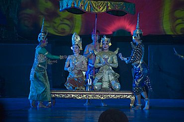 Angkor Wat Temple at night, lit for a special light show, Siem Reap, Cambodia, Indochina, Southeast Asia, Asia