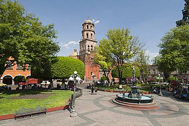 Tower of the convent church of San Francisco, Santiago de Queretaro (Queretaro), UNESCO World Heritage Site, Queretaro State, Mexico, North America