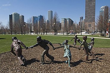 Statues in Gateway Park near Navy Pier, Chicago, Illinois, United States of America, North America