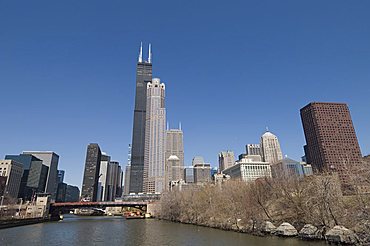 Sears Tower taken on South Chicago River, Chicago, Illinois, United States of America, North America