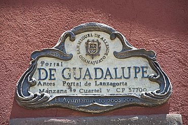 Street sign, San Miguel de Allende (San Miguel), Guanajuato State, Mexico, North America