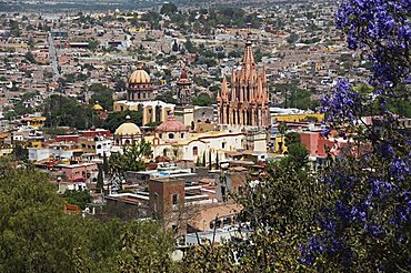 View from the Mirador over La Parroquia church, San Miguel de Allende (San Miguel), Guanajuato State, Mexico, North America