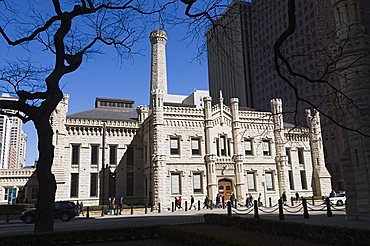 Chicago Water Tower in foreground, Hancock Building in background, Chicago, Illinois, United States of America, North America