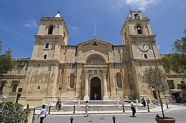 Front exterior of St. John's Co-Cathedral, Valletta, Malta, Europe