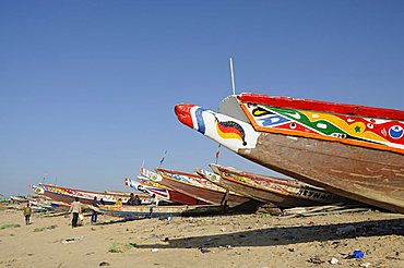 Fishing boats (pirogues), Mbour Fish Market, Mbour, Senegal, West Africa, Africa