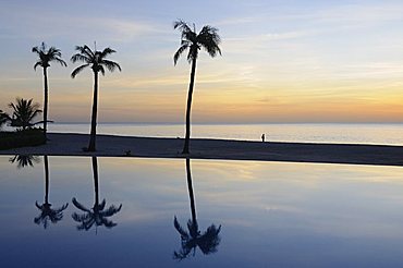 Reflections in a swimmimg pool, Sine Saloum Delta, Senegal, West Africa, Africa