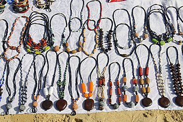 Jewellery sold by hawkers on beach at Saly, Senegal, West Africa, Africa