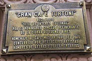 Cafe Tortoni, a famous tango cafe restaurant located on Avenue de Mayo, Buenos Aires, Argentina, South America