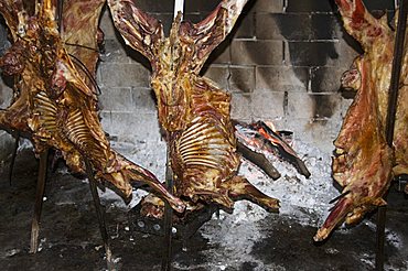 Barbequed lamb, Valdes Peninsula, Patagonia, Argentina, South America