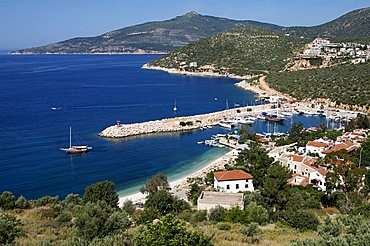 Harbour at Kalkan, a popular tourist resort, Antalya Province, Anatolia, Turkey, Asia Minor, Eurasia