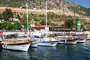 Harbour at Kalkan, a popular tourist resort, Antalya Province, Turkey, Asia Minor, Eurasia