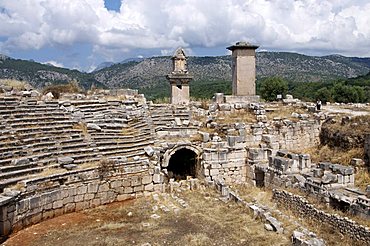 The amphitheatre at the Lycian site of Xanthos, UNESCO World Heritage Site, Antalya Province, Anatolia, Turkey, Asia Minor, Eurasia