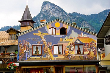 The famous painted houses of Oberammergau, Bavaria, Germany, Europe