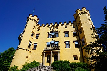 Schloss Hohenschwangau, the former palace of Ludwig the Second, at Hohenschwangau village, near Fussen, Bavaria, Germany, Europe