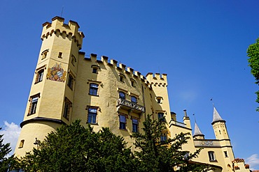 Schloss Hohenschwangau, the former palace of Ludwig the Second, at Hohenschwangau village, near Fussen, Bavaria, Germany, Europe