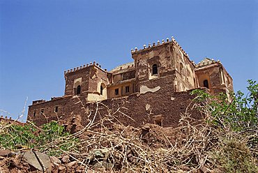 Low angle view of the exterior of the Telouet Kasbah, Morocco, North Africa, Africa