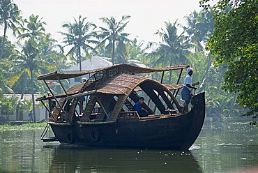 Houseboats used for tourists, Backwaters, Kerala state, India, Asia