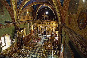 Interior of St. Nicholas church, Chalki (Halki), Dodecanese, Greek Islands, Greece, Europe