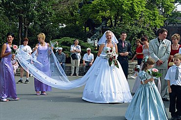 Wedding in the castle area of old Buda, Budapest, Hungary, Europe